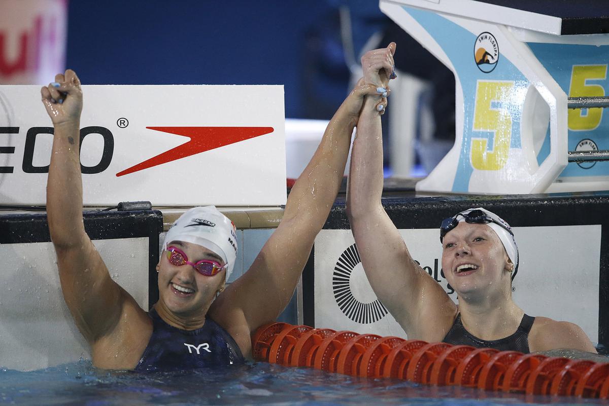 Mafê Costa e Stephanie Balduccini nos nos 200m livre feminino do Troféu José Finkel 2024